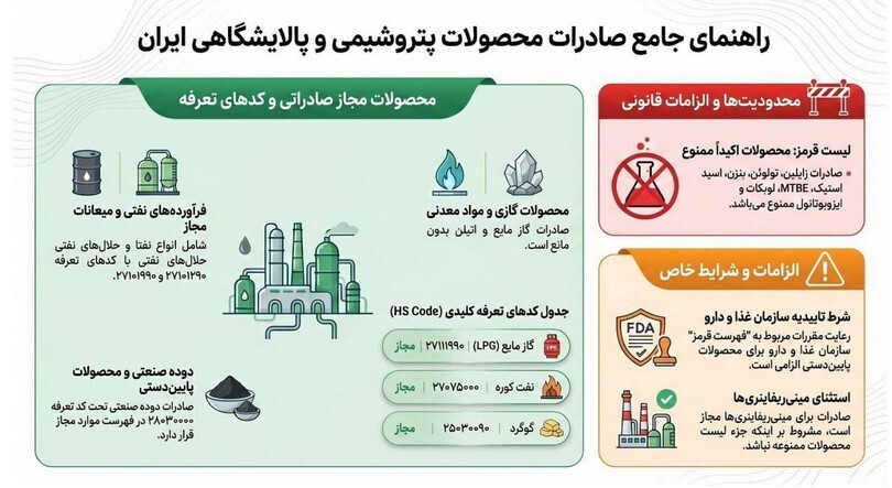 فهرست جدید صادرات محصولات پتروشیمی و پالایشگاهی