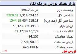 شاخص در لحظات ابتدایی ۳۳۲۸ واحد رشد کرد