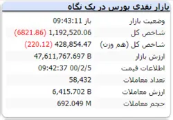 شاخص در این لحطات ریزش ۶ هزار واحدی دارد