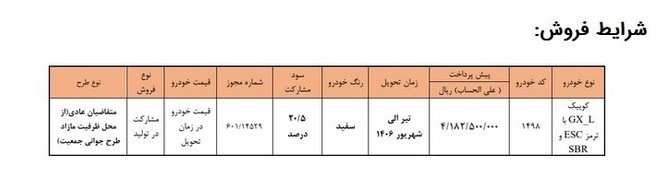 ثبت نام خودرو کوئیک  GX_L شروع می شود