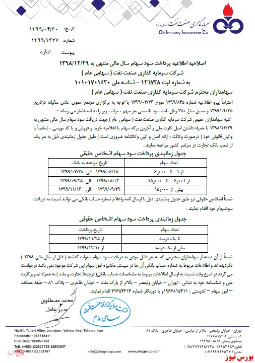 آماده باش به سهامداران 