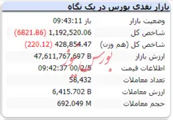 شاخص در این لحطات ریزش ۶ هزار واحدی دارد