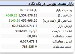 در لحظات ابتدایی شاخص کل رشد ۴ هزار واحدی دارد