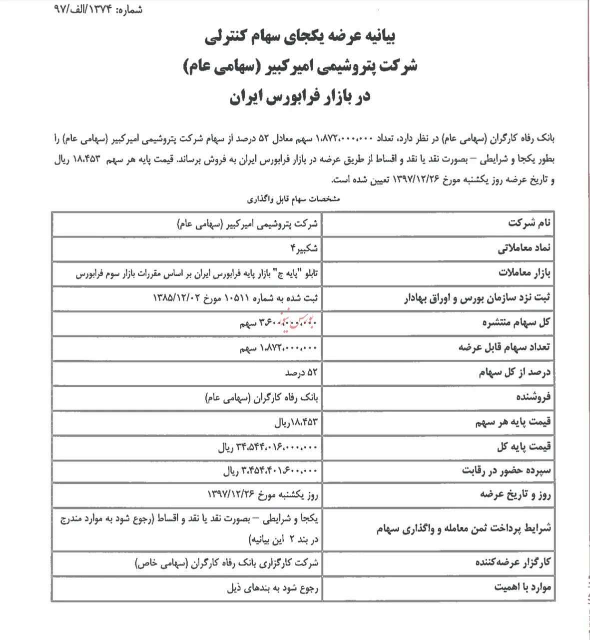 پتروشیمی امیرکبیر، لقمه ای چرب و نرم برای خریداران / دربست از امیرکبیر به «باستی هیلز»