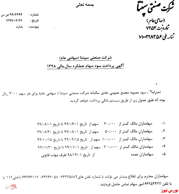 زمان پرداخت سود 