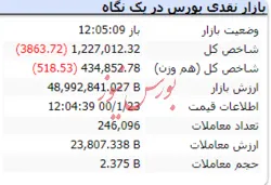 شاخص در این لحظات با ریزش ۳۸۶۳ واحدی مواجه است