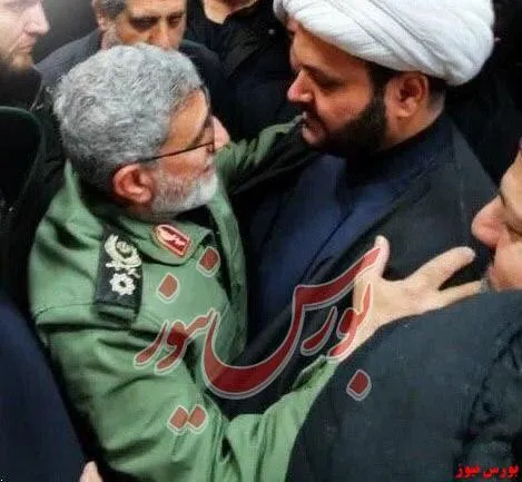 ديدار فرمانده جدید سپاه قدس، سردار قاآنی با دبیرکل مقاومت اسلامی نُجَباء شیخ أكرم الكعبی در مراسم تشییع فرماندهان مقاومت