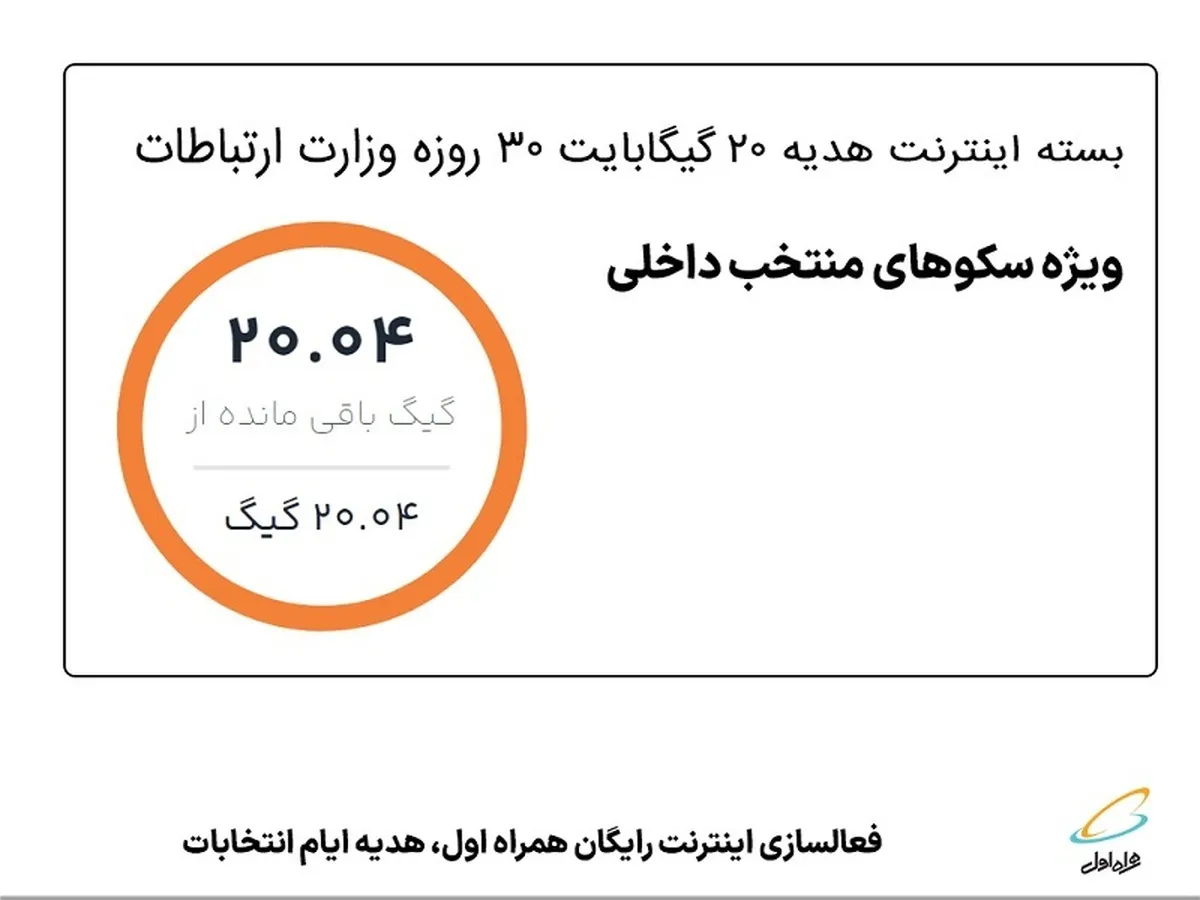 فعال سازی اینترنت رایگان همراه اول، هدیه ایام انتخابات
