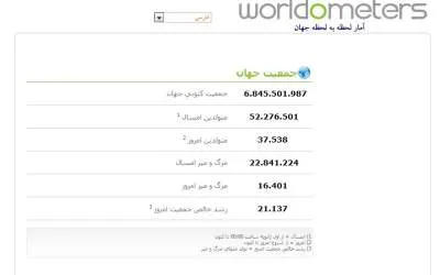 آمار لحظه به لحظه از جهان + تصویر و لینک