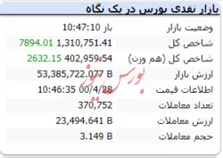 شاخص کل همچنان با رشد ۷۸۹۴ واحدی مواجه است