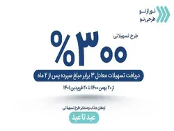 ارمغان جذاب و متمایز طرح تسهیلاتی عید تا عید موسسه اعتباری نور