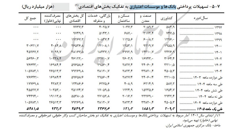 کدام بخش اقتصاد بیشترین وام را گرفت؟