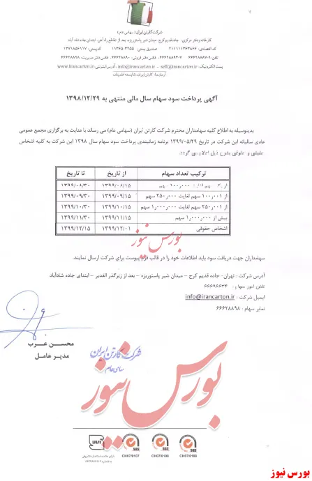 آماده باش به سهامداران 
