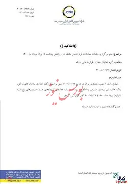 اطلاعیه عدم برگزاری جلسات معاملات قرارداد‌های مشتقه بورس کالا+اطلاعیه