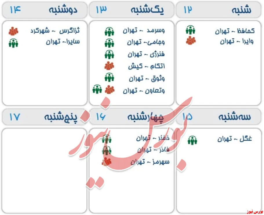 مجامع هفته آتی ۱۲ الی ۱۸ بهمن