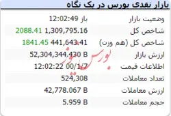 شاخص در این لحظات رشد رشد ۲۰۸۸ واحدی دارد