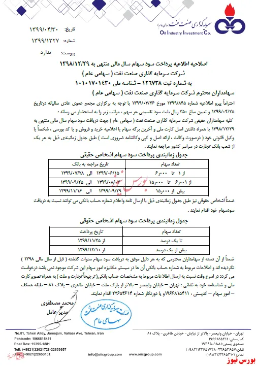 آماده باش به سهامداران 