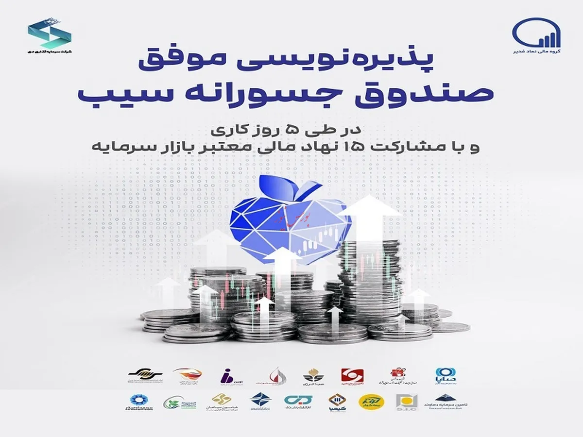 پذیره‌نویسی موفق صندوق سرمایه گذاری جسورانه سیب با مشارکت ۱۵ نهاد مالی معتبر بازار سرمایه در طی ۵ روز کاری