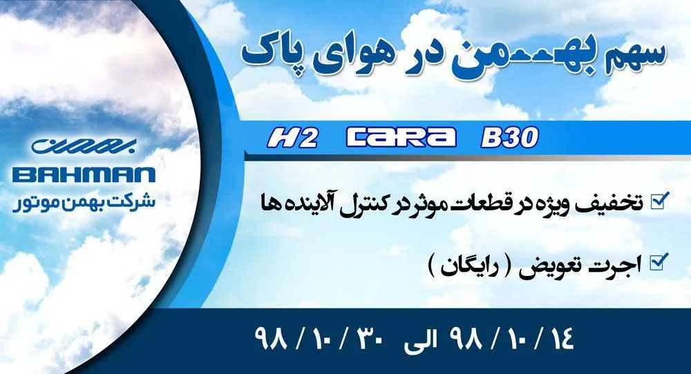 سهم گروه بهمن در هوای پاک کشور